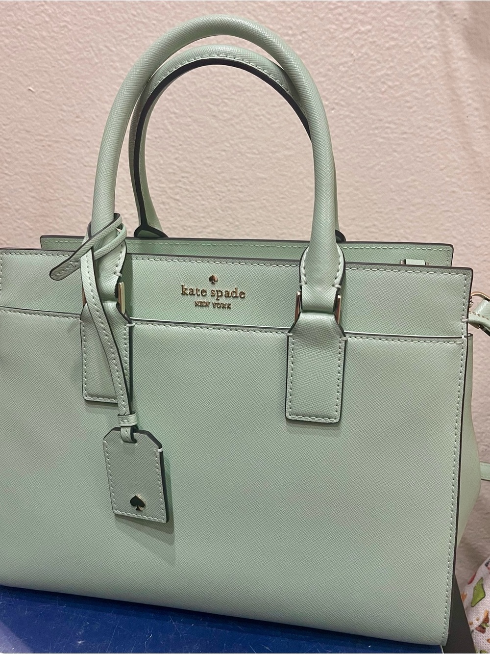 kate spade Mint Green Leather Satchel with Top Handles